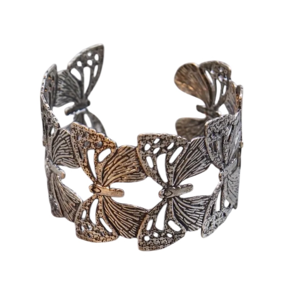 Silver Butterfly Cuff Bracelet - Picture 2 of 2